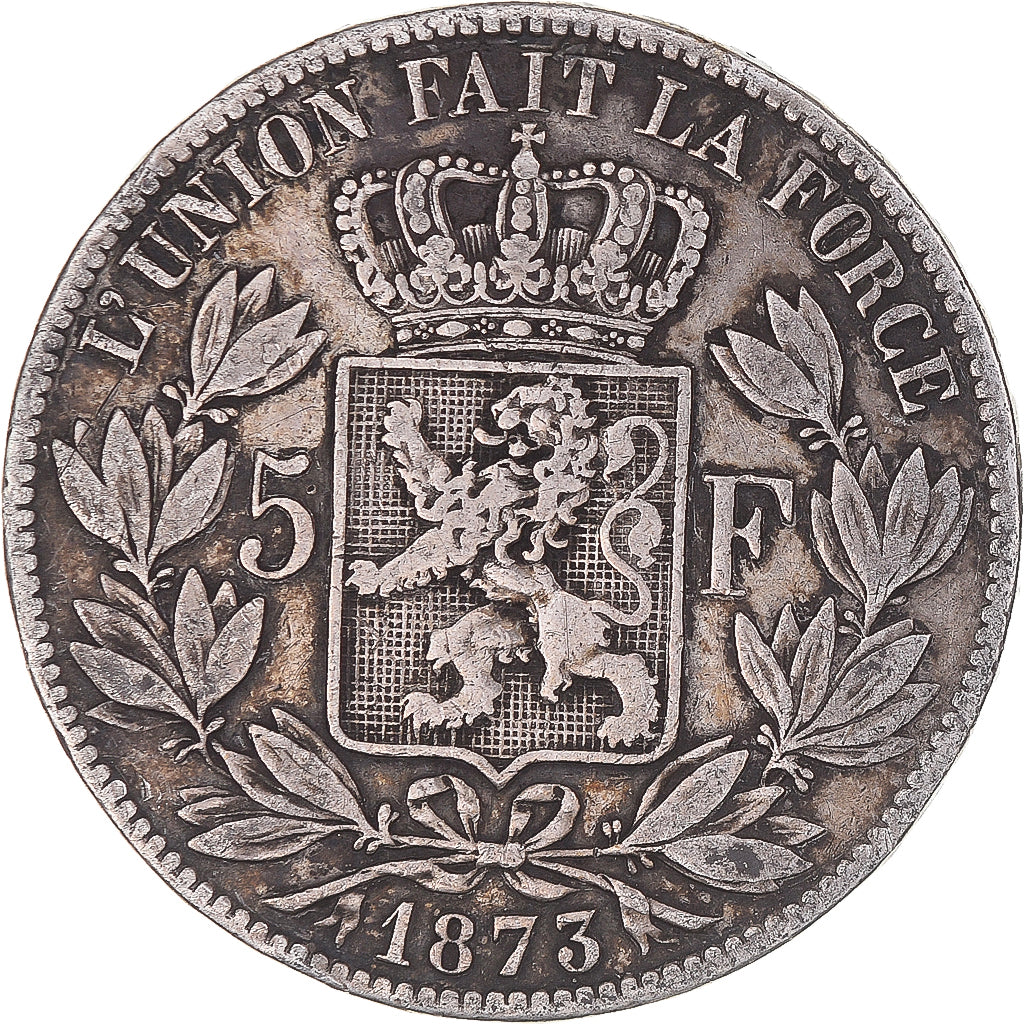 Coin, Belgium, Leopold II, 5 Francs, 5 Frank, 1873, VF(20-25), Silver, KM:24