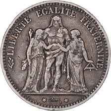 Moneda, Francia, Hercule, 5 Francs, 1873, Bordeaux, BC+, Plata, KM:820.2