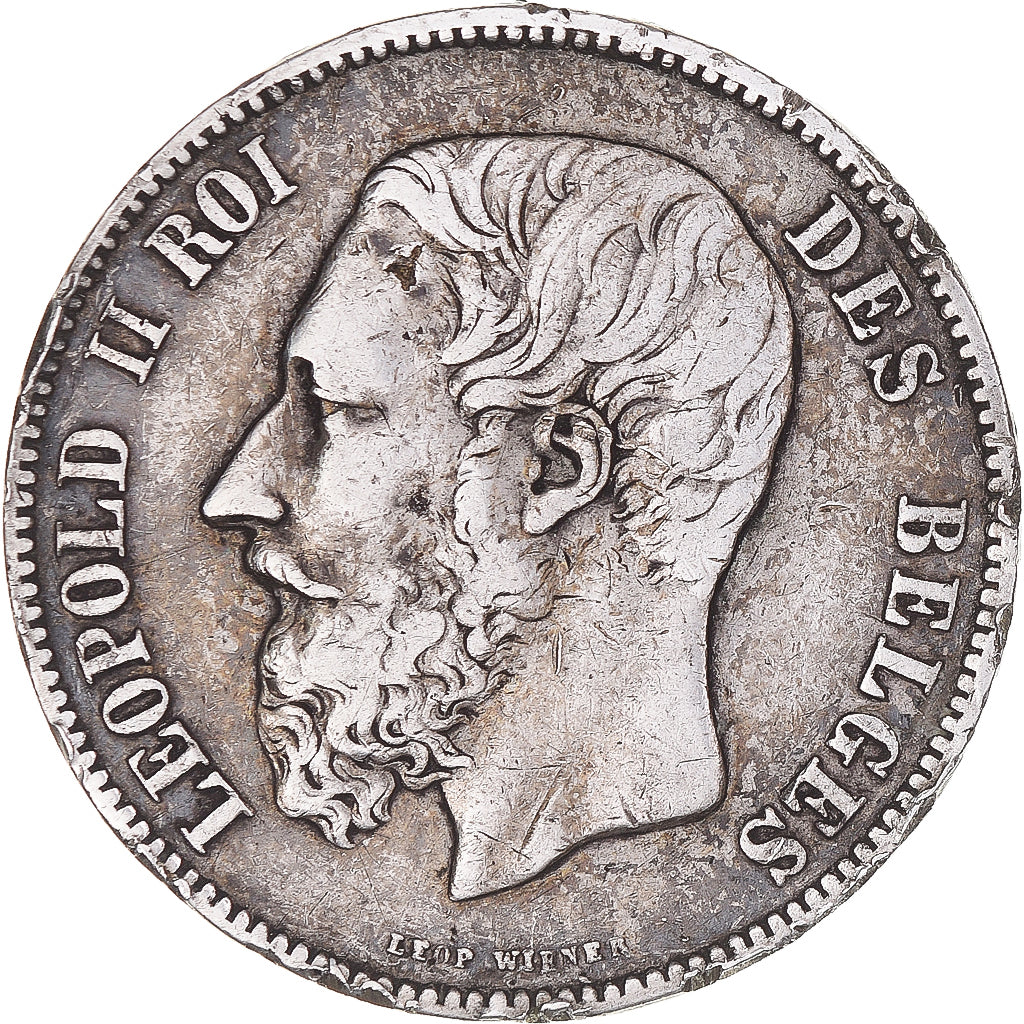 Coin, Belgium, Leopold II, 5 Francs, 5 Frank, 1873, VF(30-35), Silver, KM:24