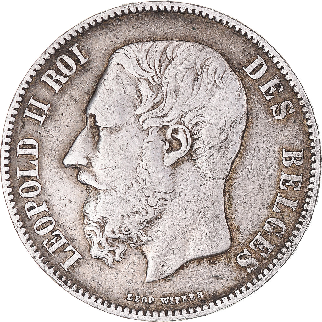Coin, Belgium, Leopold II, 5 Francs, 5 Frank, 1868, Brussels, VF(30-35), Silver