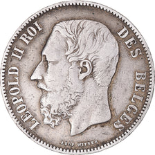 Coin, Belgium, Leopold II, 5 Francs, 5 Frank, 1868, Brussels, VF(30-35), Silver