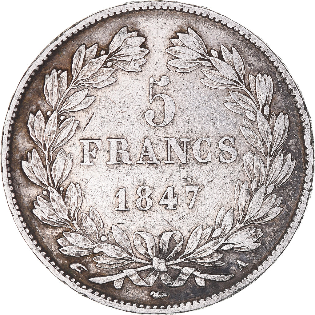 Moneta, Francia, Louis-Philippe, 5 Francs, 1847, Paris, MB+, Argento, KM:749.1