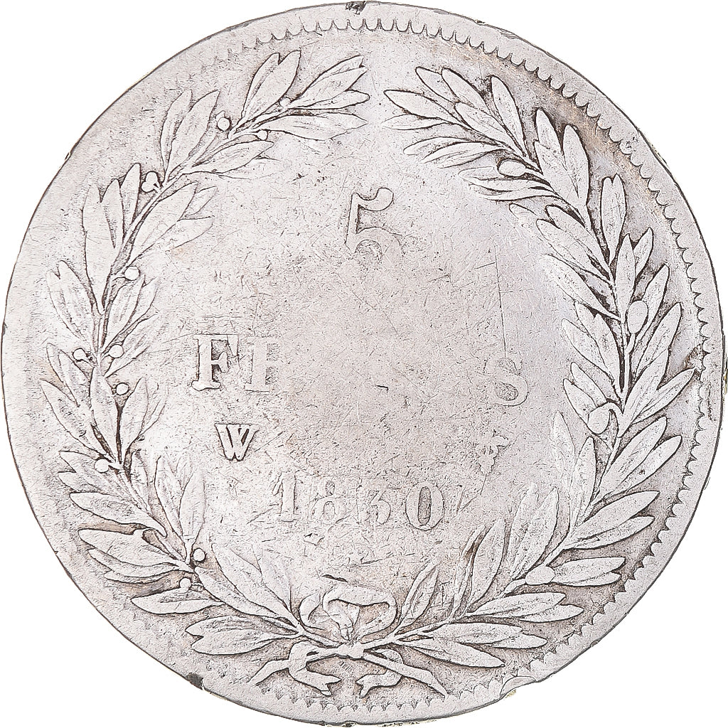 Moeda, França, Louis-Philippe, 5 Francs, 1830, Lille, Sans le I, F(12-15)