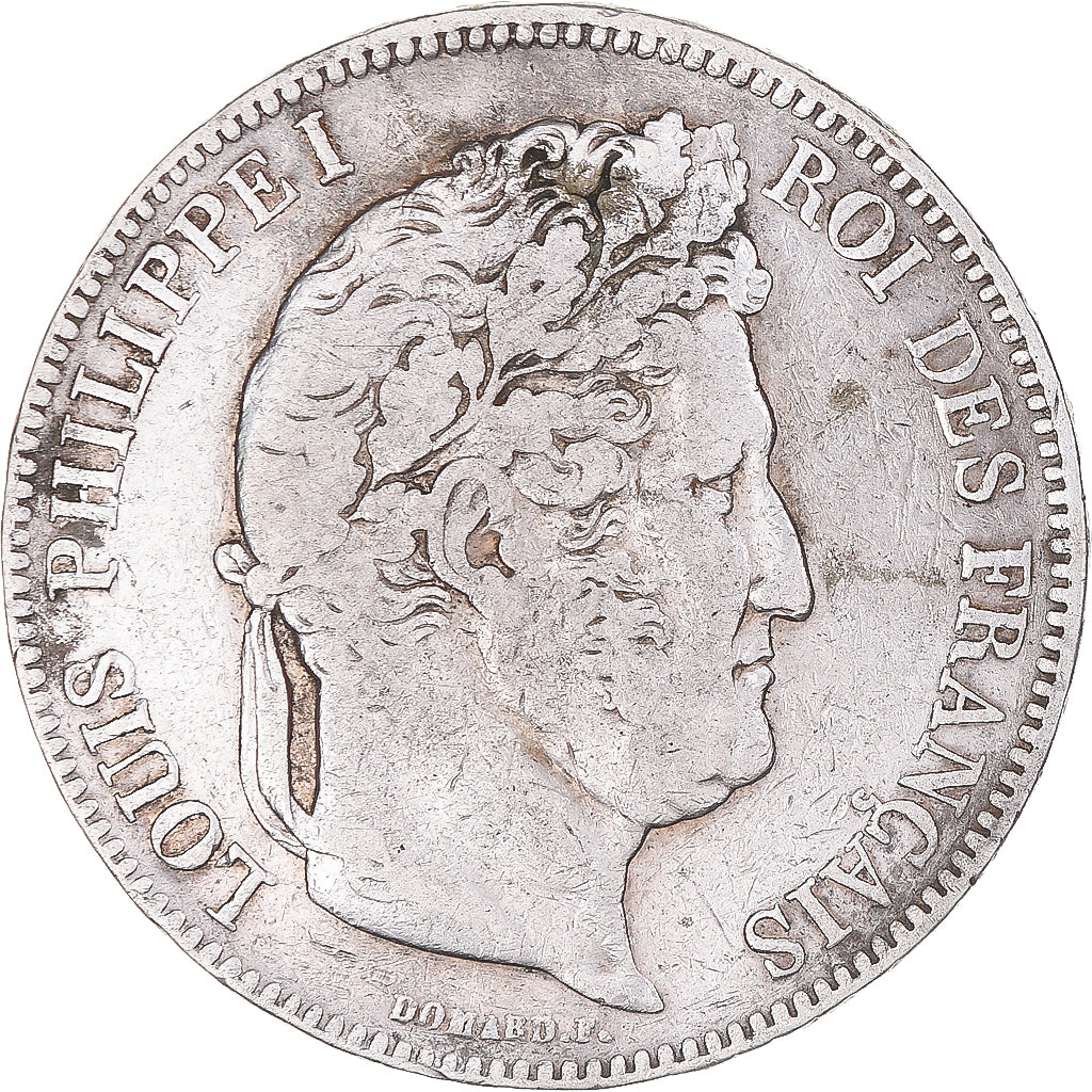 Moneta, Francia, Louis-Philippe, 5 Francs, 1833, Perpignan, MB+, Argento