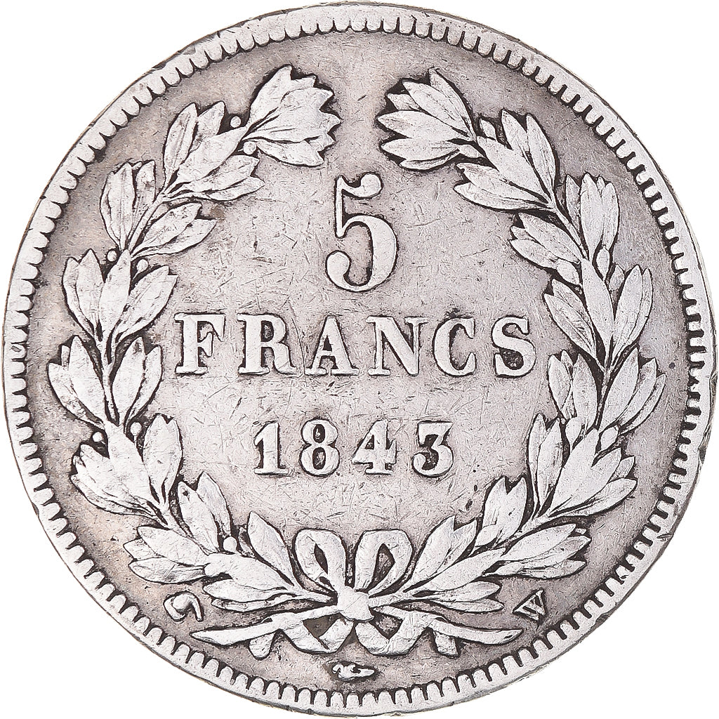 Coin, France, Louis-Philippe, 5 Francs, 1843, Lille, VF(30-35), Silver