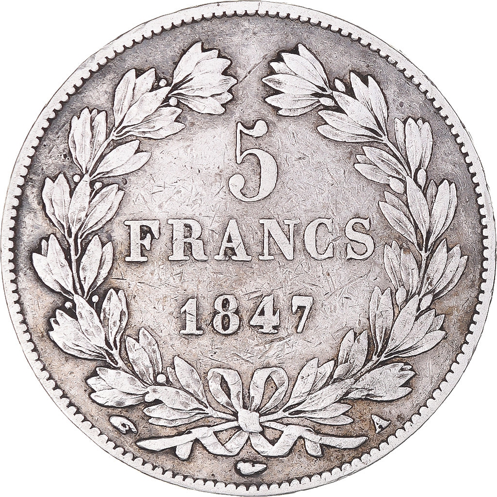 Coin, France, Louis-Philippe, 5 Francs, 1847, Paris, VF(30-35), Silver