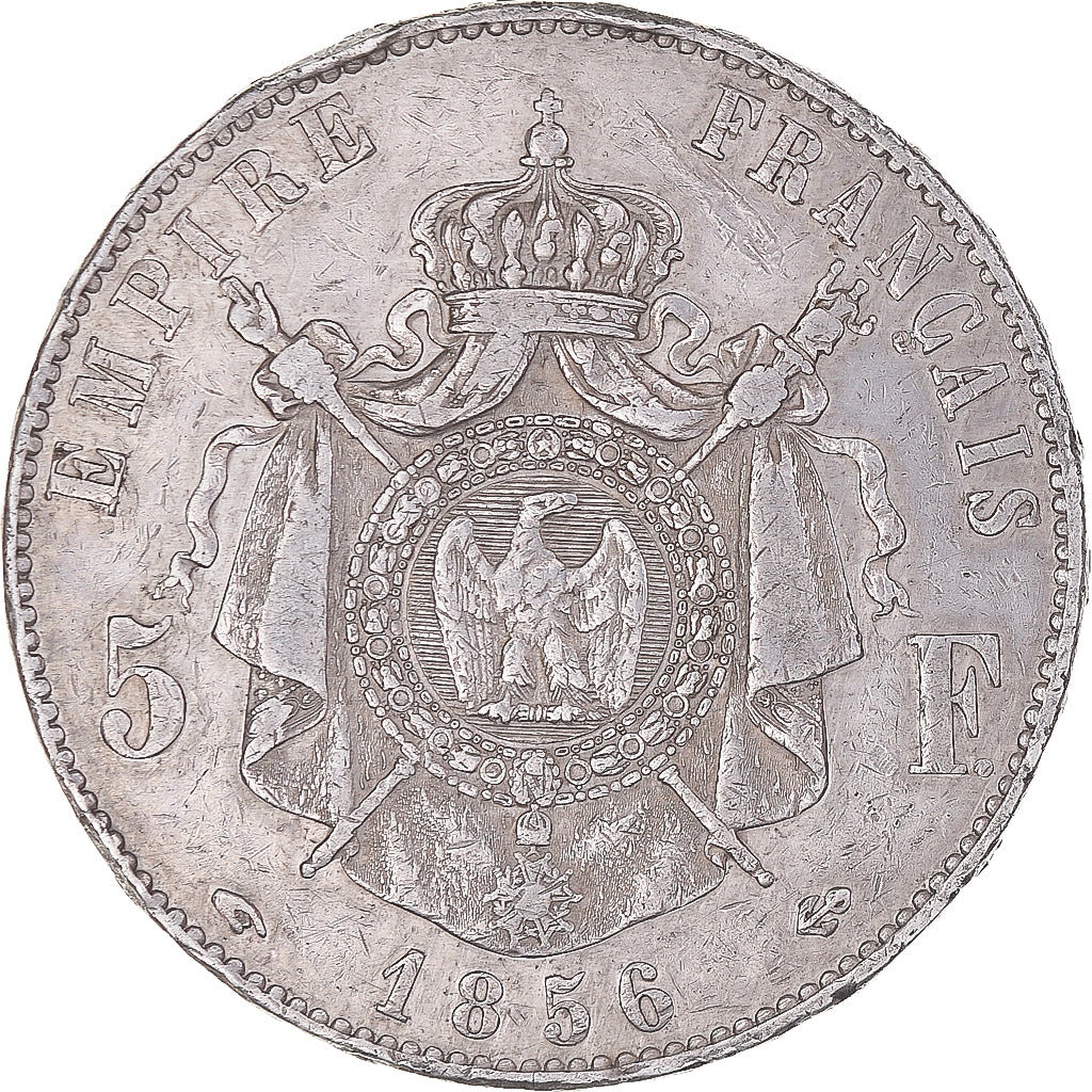 Munten, Frankrijk, Napoleon III, 5 Francs, 1856, Paris, FR+, Zilver, KM:782.1