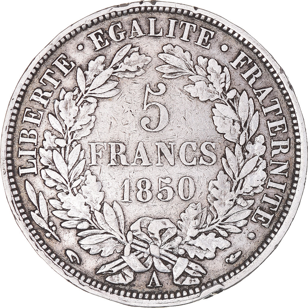 Coin, France, Cérès, 5 Francs, 1850, Paris, EF(40-45), Silver, KM:761.1