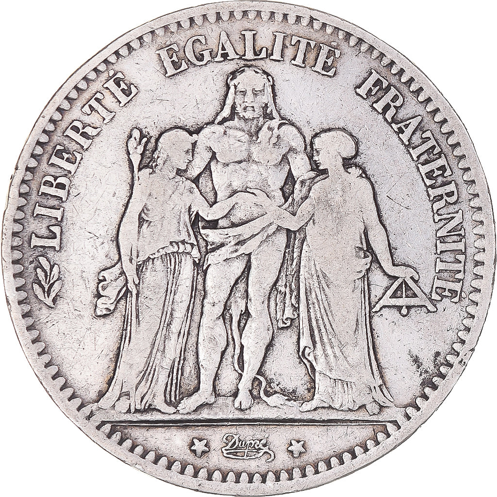 Münze, Frankreich, Hercule, 5 Francs, 1878, Bordeaux, S+, Silber, KM:820.2