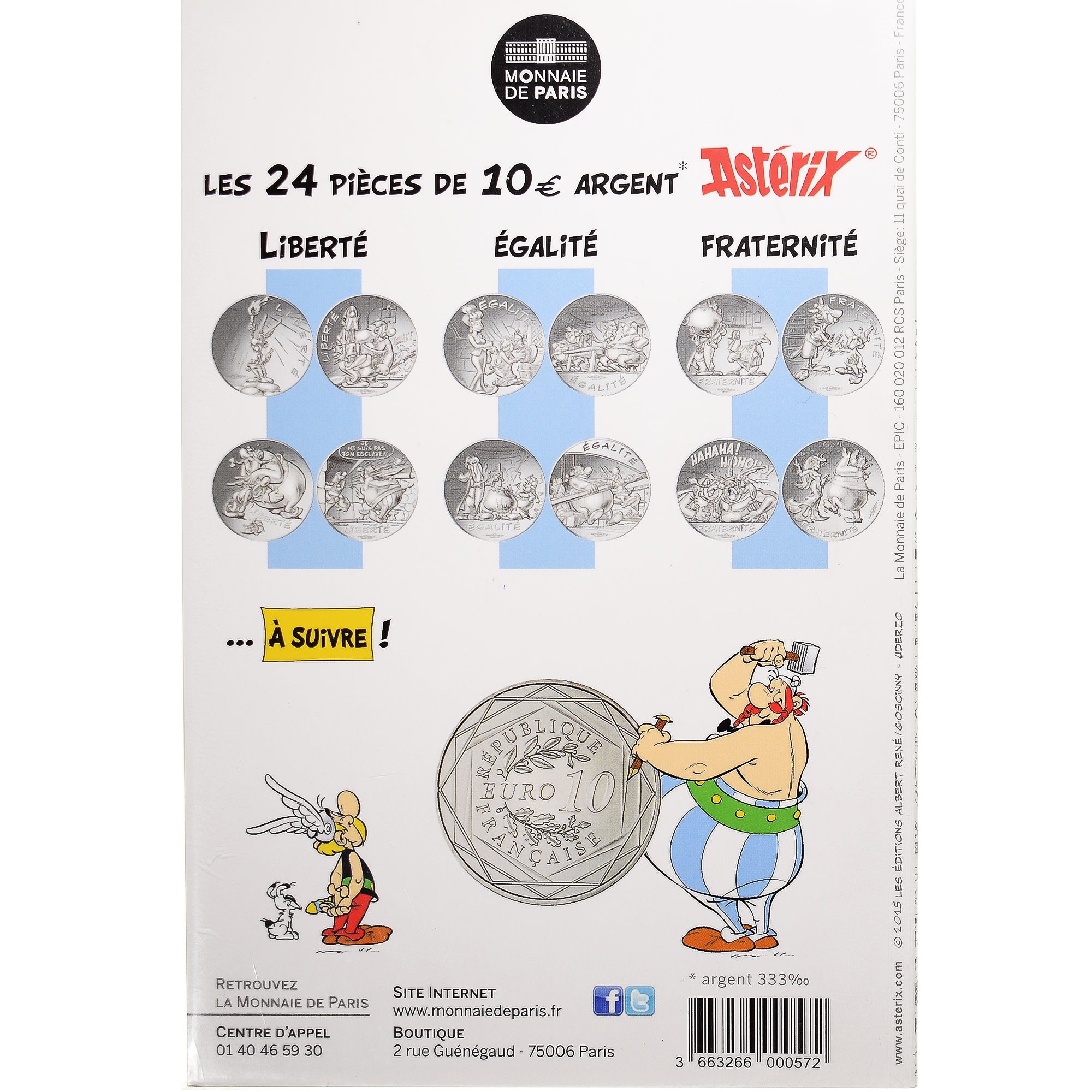 Francia, 10 Euro, Astérix Liberté (Astérix chez les bretons), 2015, Paris