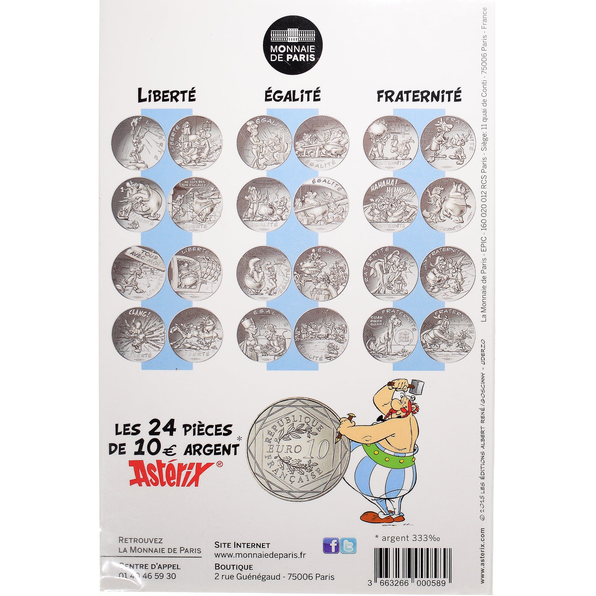 France, Monnaie de Paris, 10 Euro, Astérix Liberté (Le Tour de Gaule), 2015