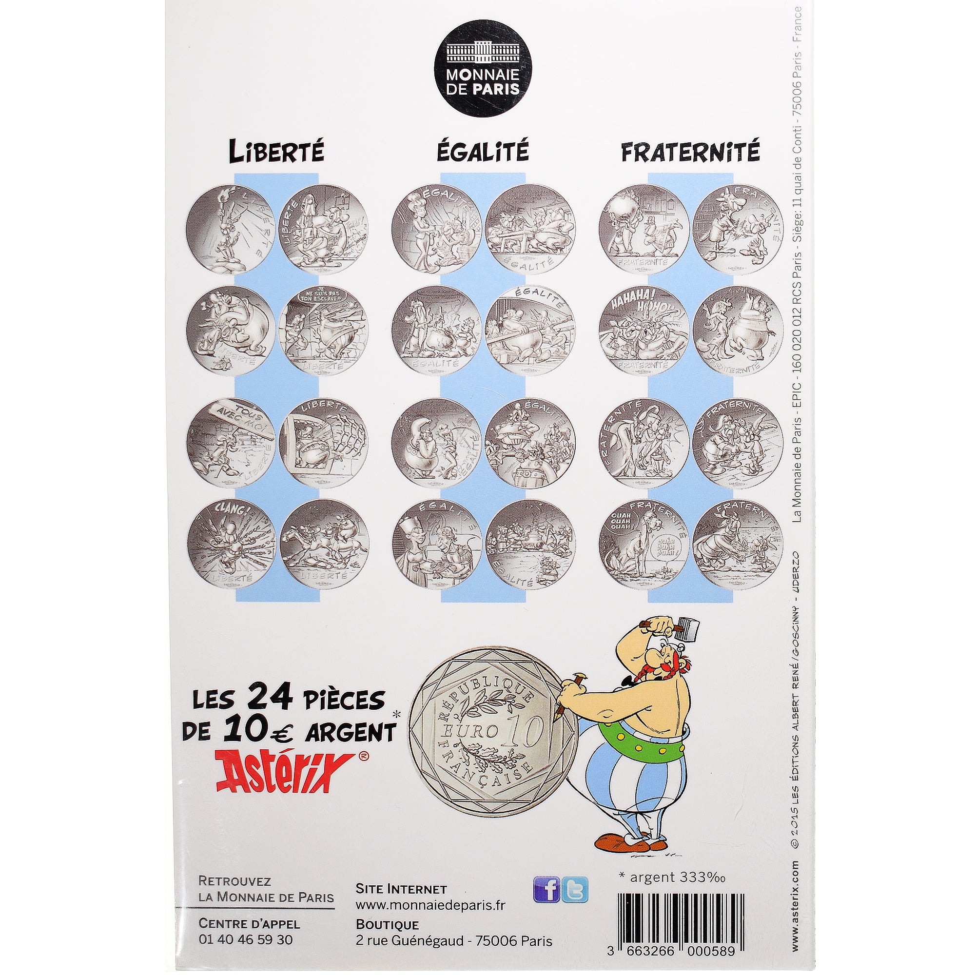 France, 10 Euro, Astérix - Liberté - Manifestation, 2015, Paris