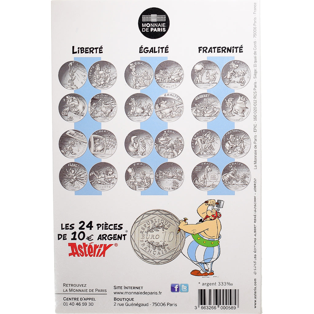 France, Monnaie de Paris, 10 Euro, Astérix Liberté (La serpe d'or), 2015