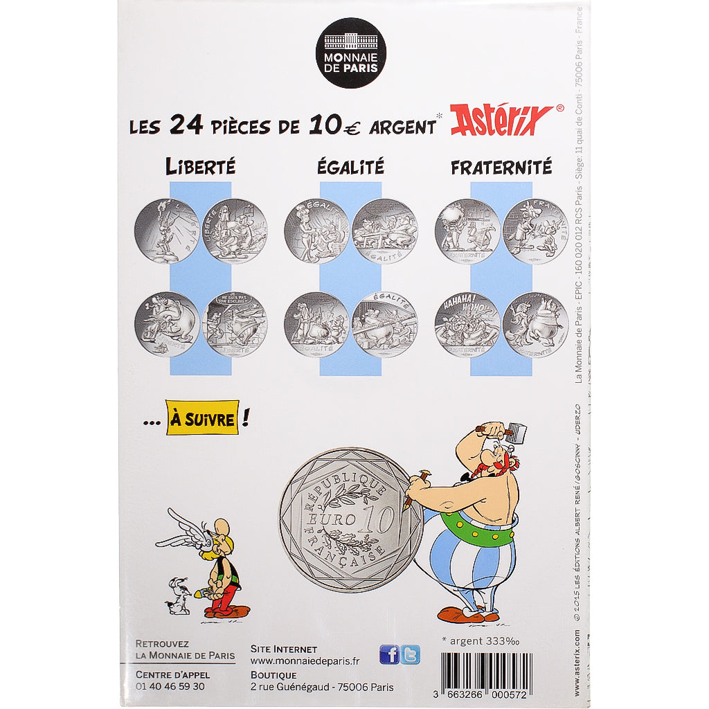 France, Monnaie de Paris, 10 Euro, Astérix Fraternité (Jeux Olympiques), 2015