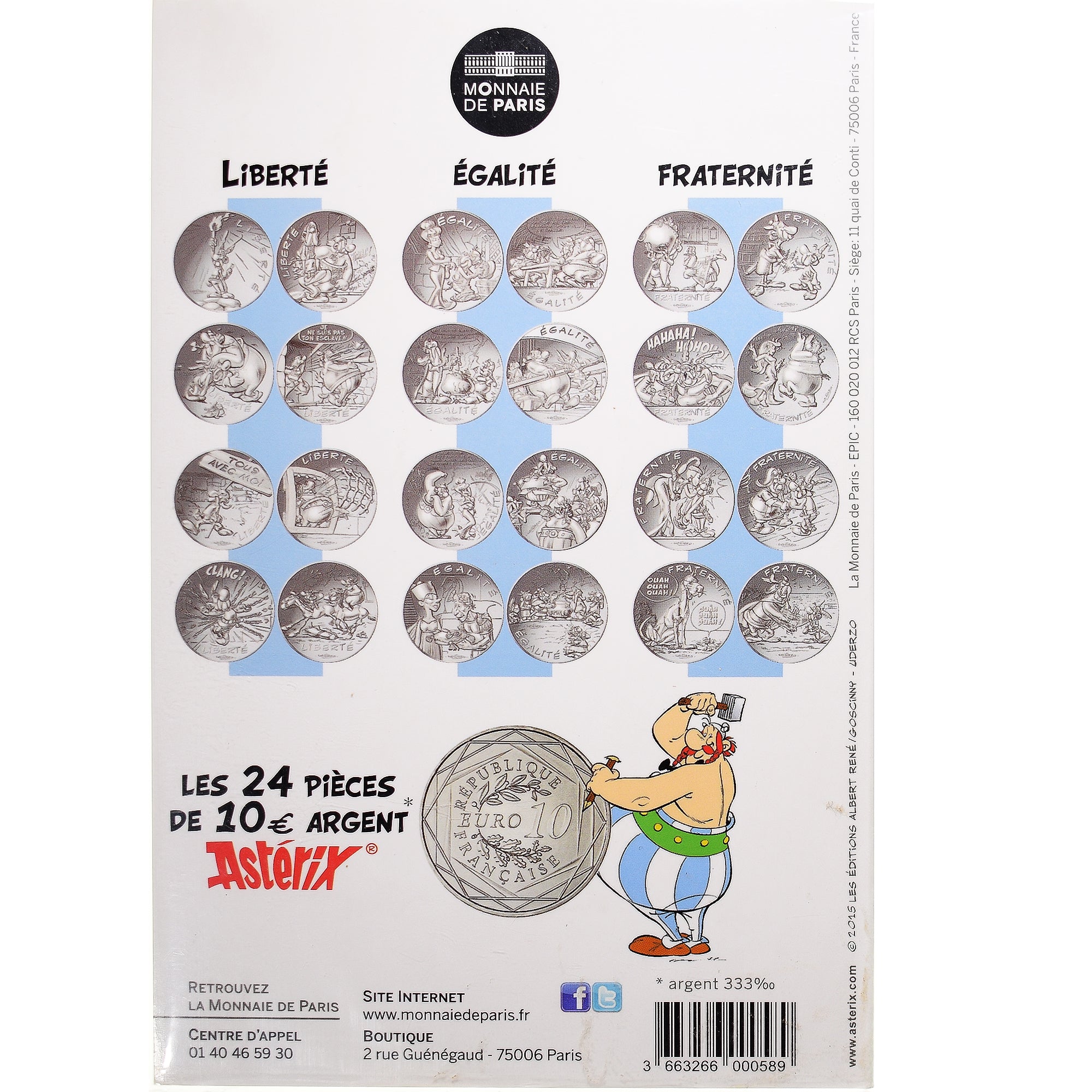 France, Monnaie de Paris, 10 Euro, Astérix Fraternité (Astérix chez les