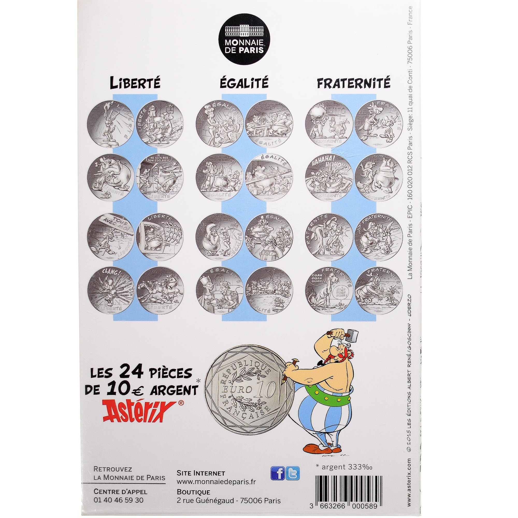 França, Monnaie de Paris, 10 Euro, Astérix Fraternité (La grande traversée)