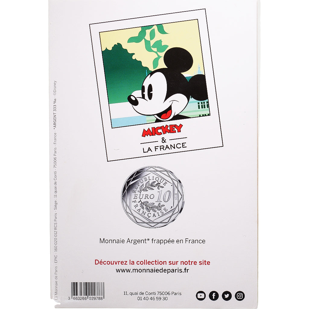France, Monnaie de Paris, 10 Euro, Mickey (Azay le rideau), 2018, Paris