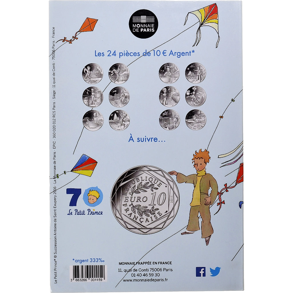 Francia, Monnaie de Paris, 10 Euro, Le Petit Prince (Plages du Nord), 2016