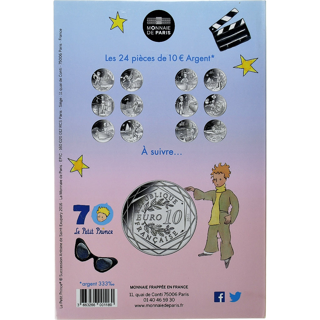 France, Monnaie de Paris, 10 Euro, Le Petit Prince (fait du cinéma), 2016