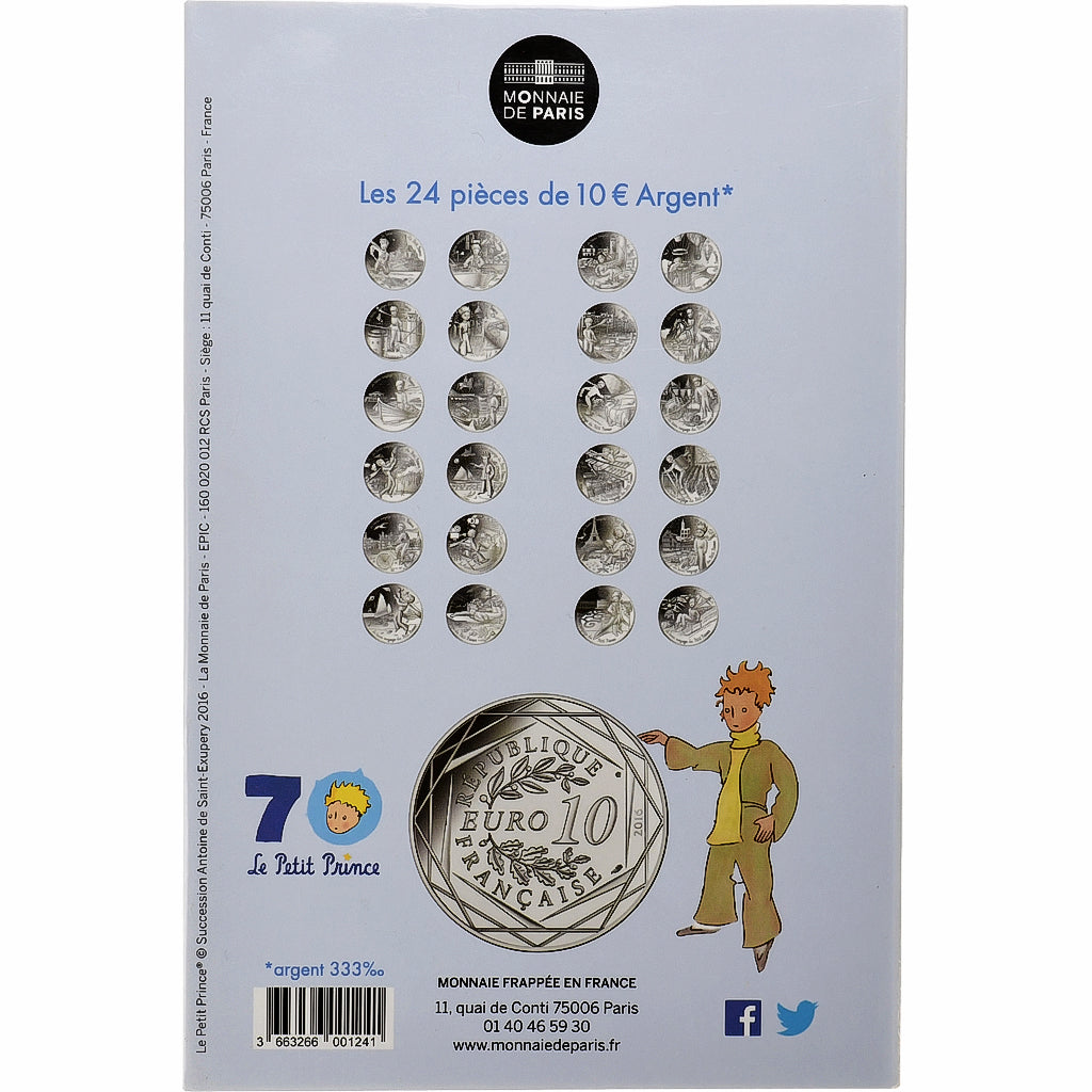 Francja, Monnaie de Paris, 10 Euro, Le Petit Prince (en terrasse à paris)