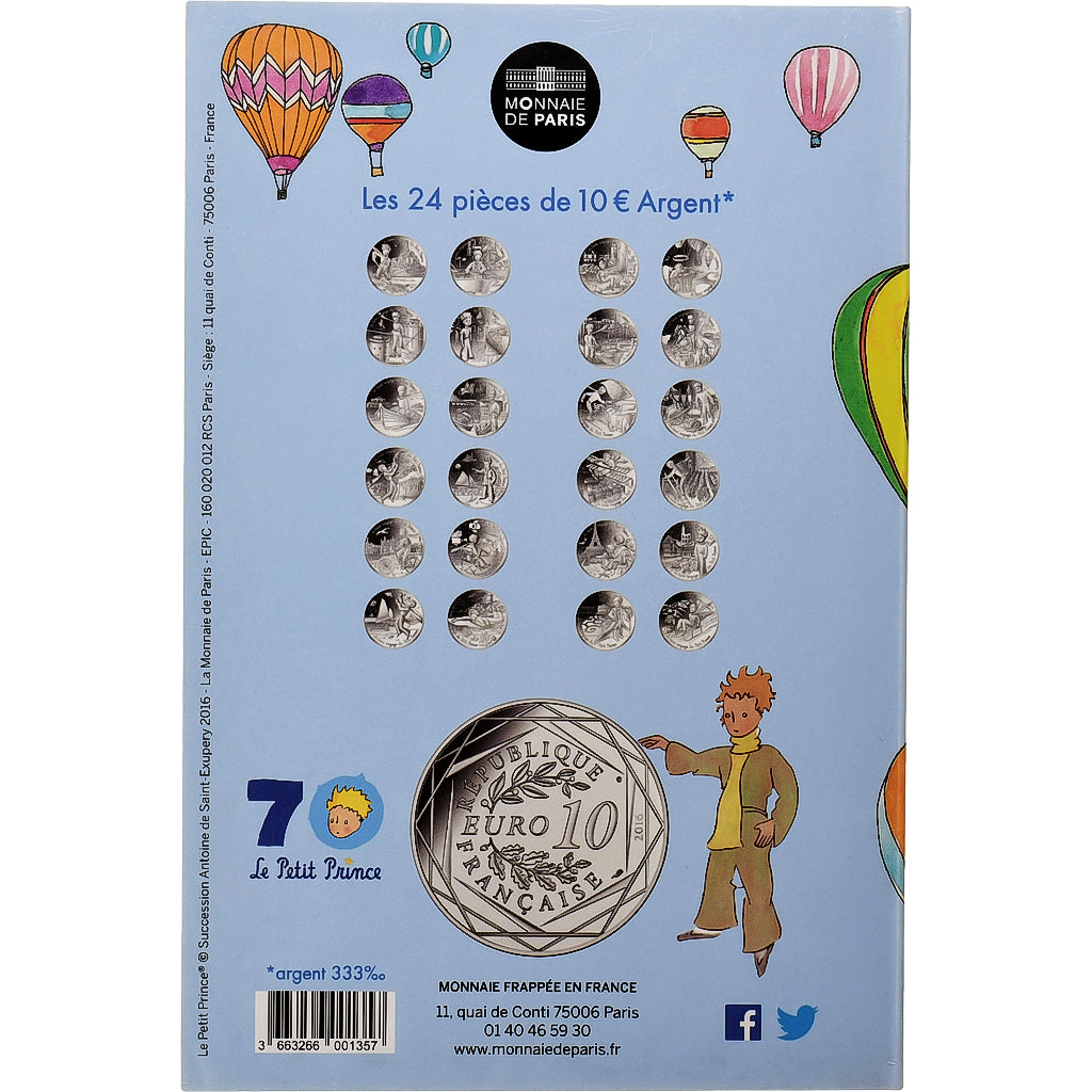 France, Monnaie de Paris, 10 Euro, Le Petit Prince en montgolfière, 2016, FDC