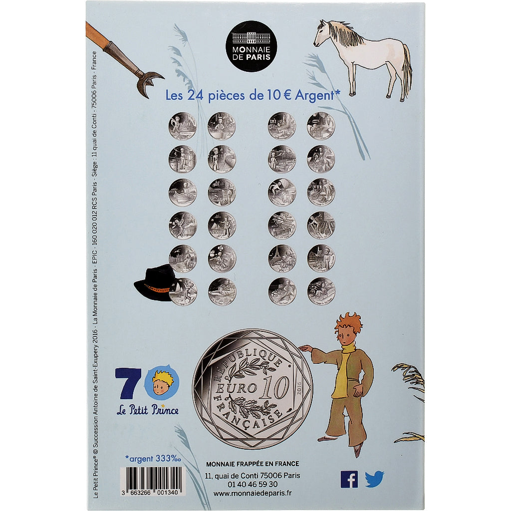 France, Monnaie de Paris, 10 Euro, Le Petit Prince à cheval, 2016, MS(65-70)