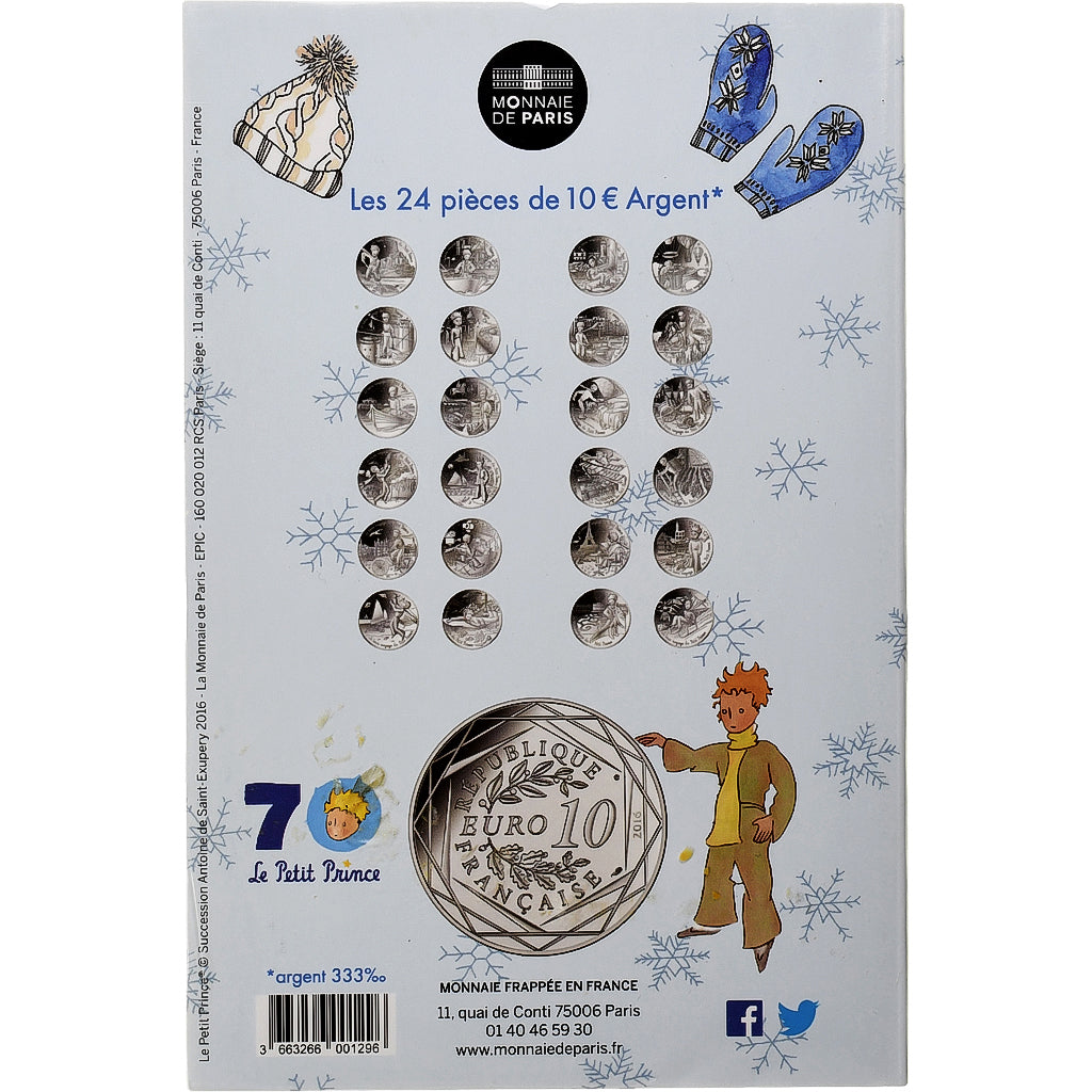 France, Monnaie de Paris, 10 Euro, Le Petit Prince (fait de la luge), 2016, FDC