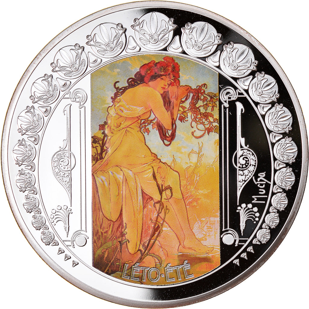 France, Medal, Mucha, Les quatre saisons, Été, 2014, MS(65-70), Copper Plated