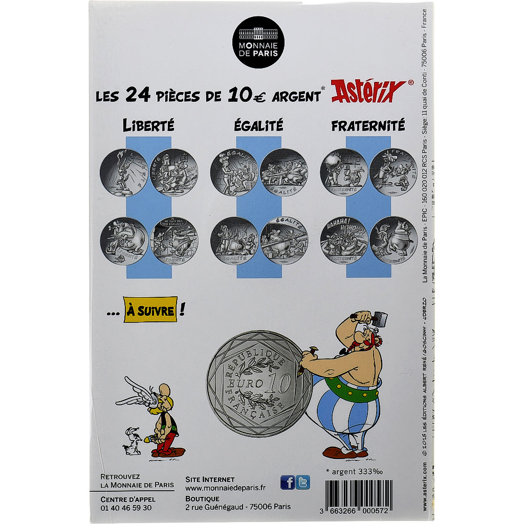 France, Monnaie de Paris, 10 Euro, Astérix Fraternité (Jeux Olympiques), 2015