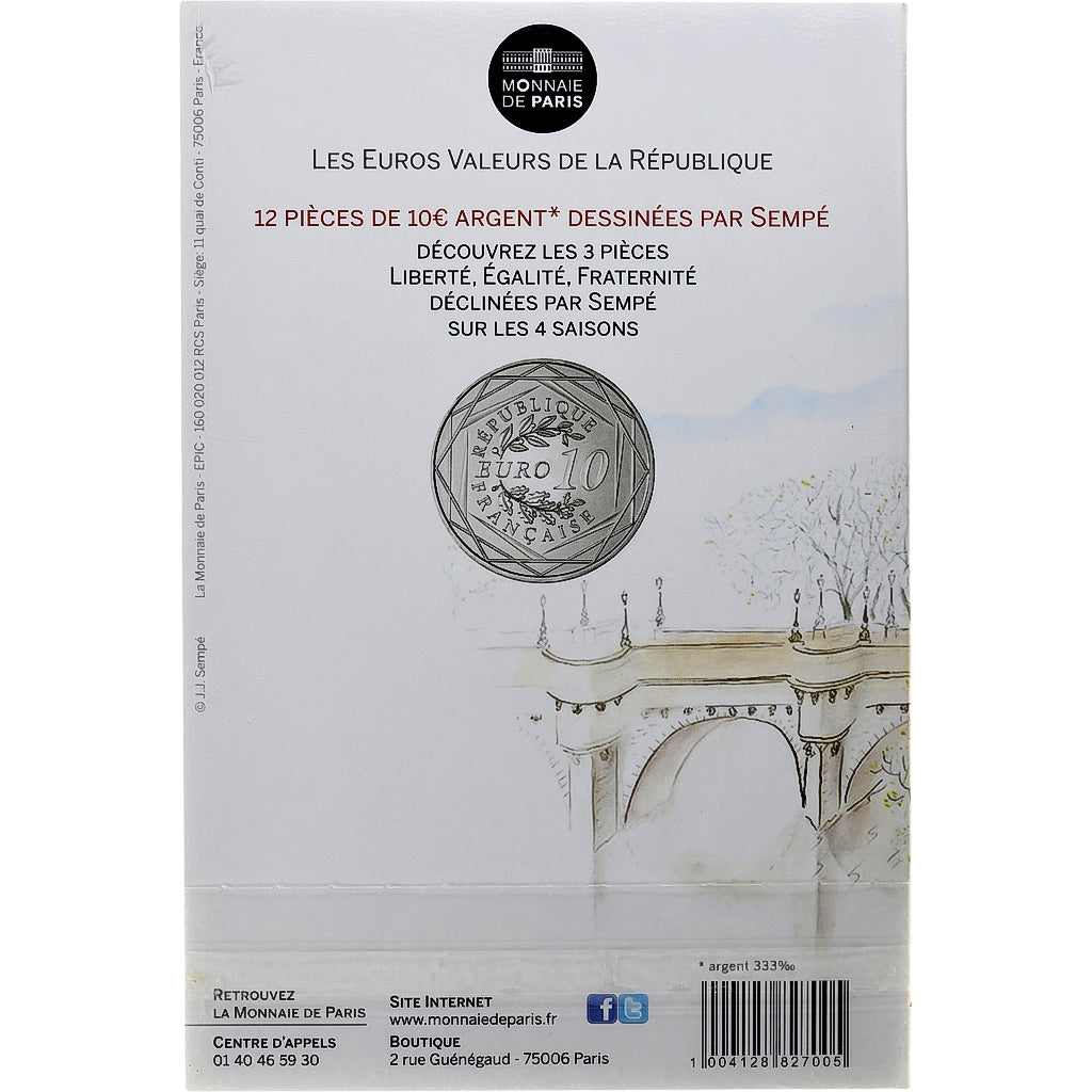 France, 10 Euro, Monnaie de Paris, Sempé - Automne - Liberté, 2014, Paris