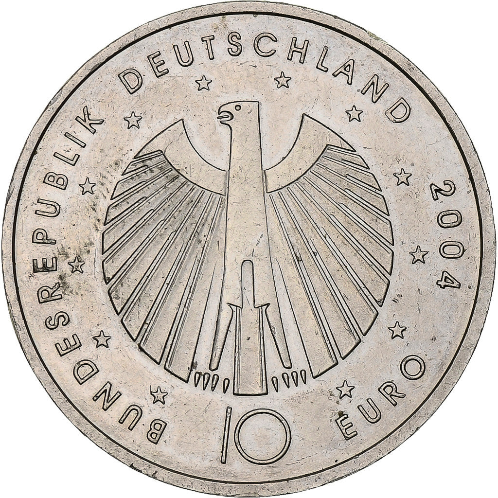 GERMANY - FEDERAL REPUBLIC, 10 Euro, 2004, Stuttgart, AU(55-58), Silver, KM:229