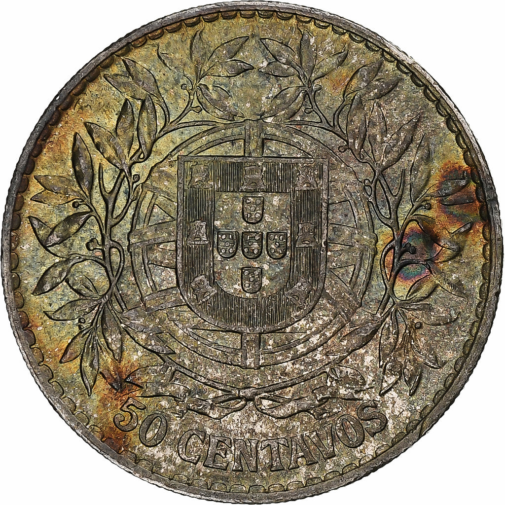Coin, Portugal, 50 Centavos, 1914, EF(40-45), Silver, KM:561