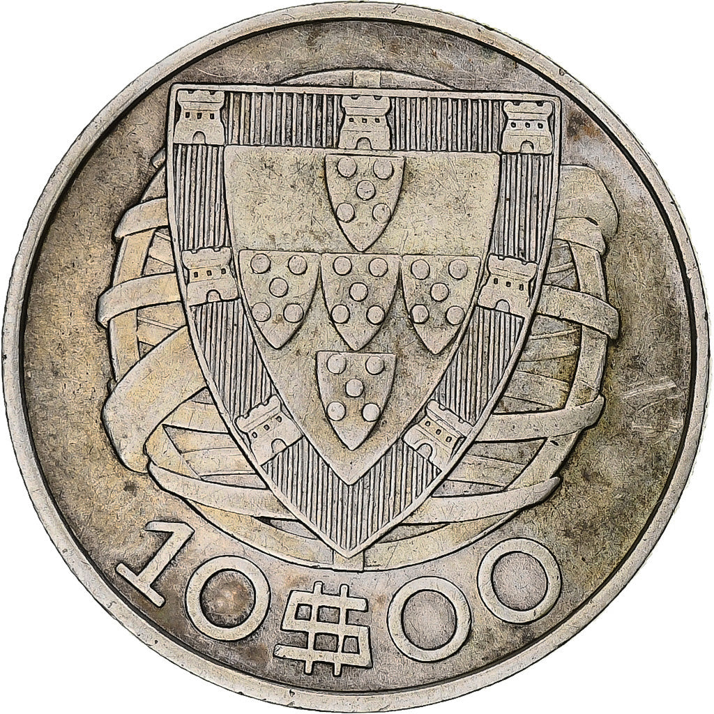 Coin, Portugal, 10 Escudos, 1934, EF(40-45), Silver, KM:582