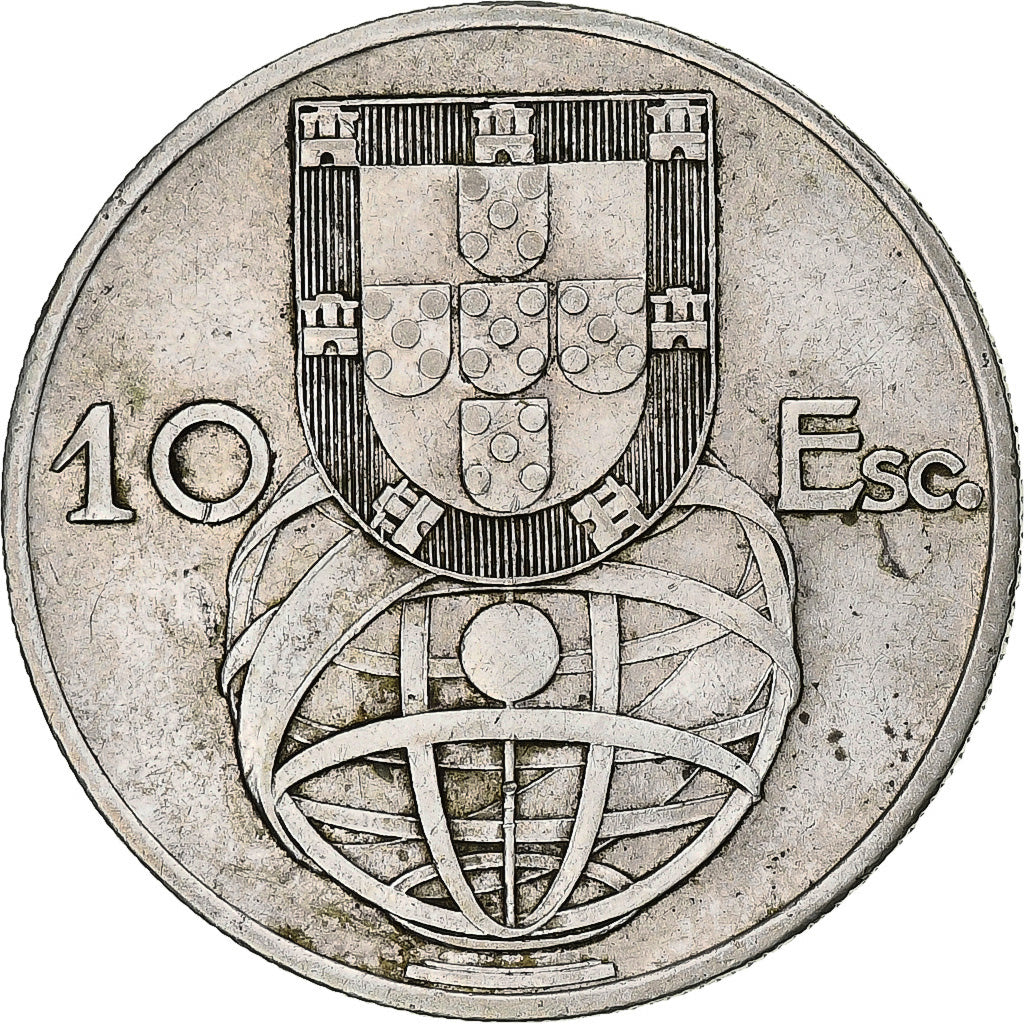 Portugal, 10 Escudos, 1954, Silver, EF(40-45),