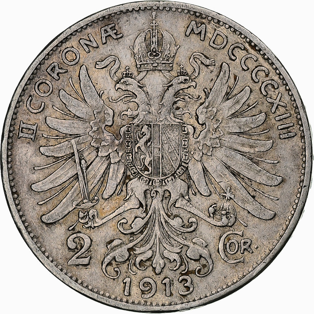 Coin, Austria, Franz Joseph I, 2 Corona, 1913, EF(40-45), Silver, KM:2821