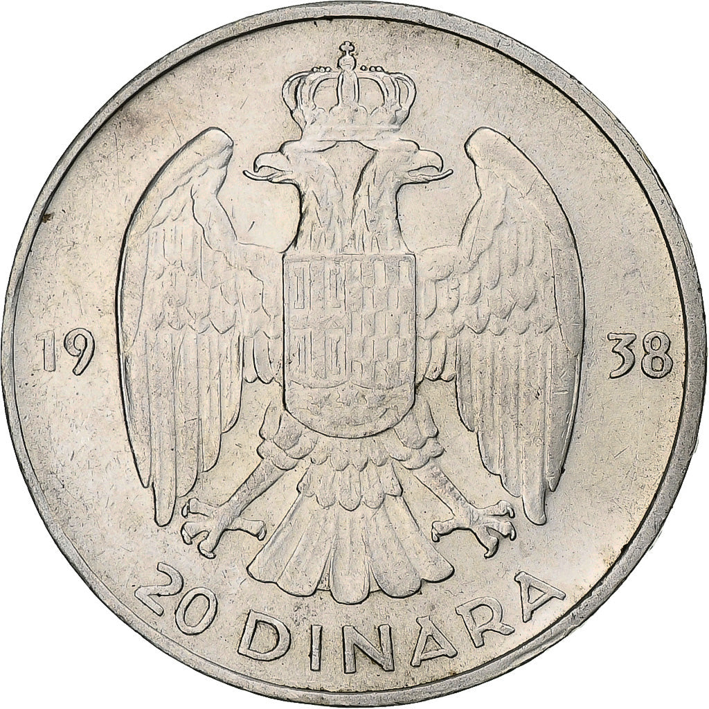 Coin, Yugoslavia, Petar II, 20 Dinara, 1938, EF(40-45), Silver, KM:23