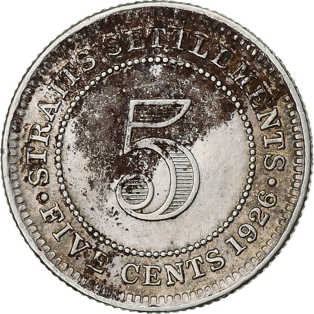 Münze, Straits Settlements, George V, 5 Cents, 1926, SS, Silber, KM:36