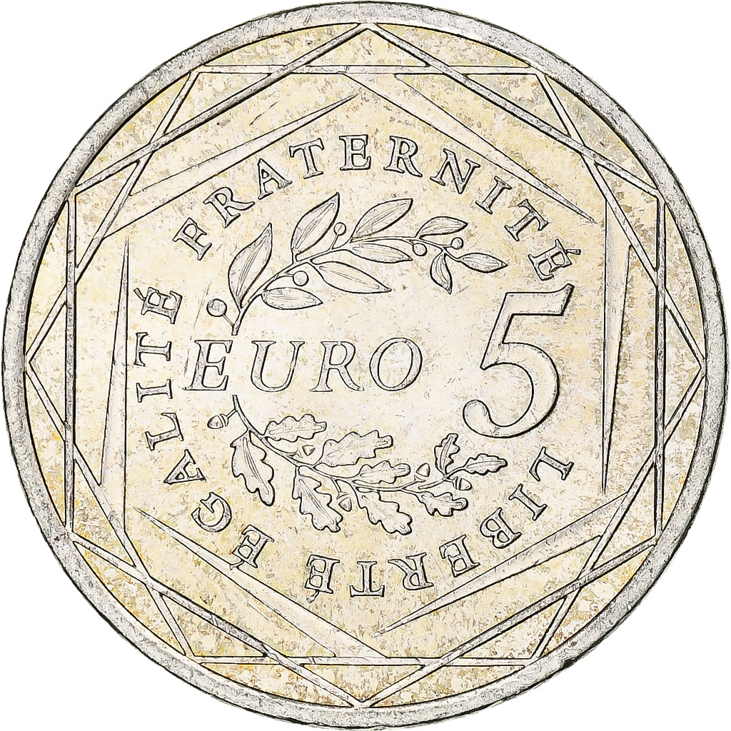 Francja, 5 Euro, Semeuse, 2008, Monnaie de Paris, MS(60-62), Srebro