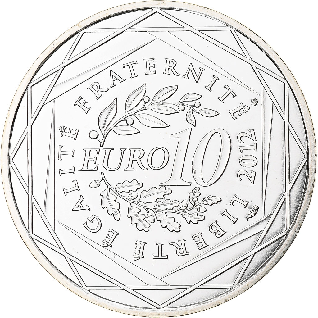 France, 10 Euro, 2012, Guadeloupe, MS(63), Silver