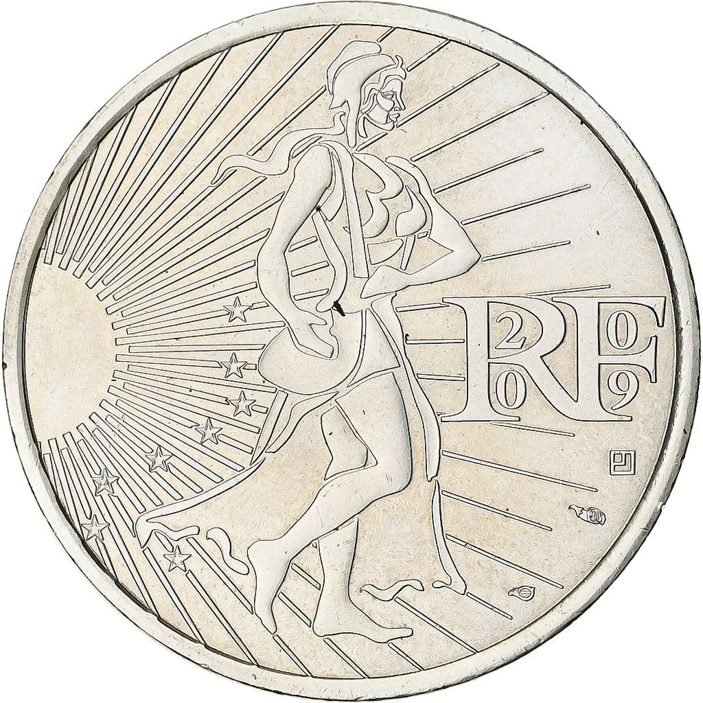 Francja, Semeuse, 10 Euro, 2009, Monnaie de Paris, MS(60-62), Srebro, KM:1580