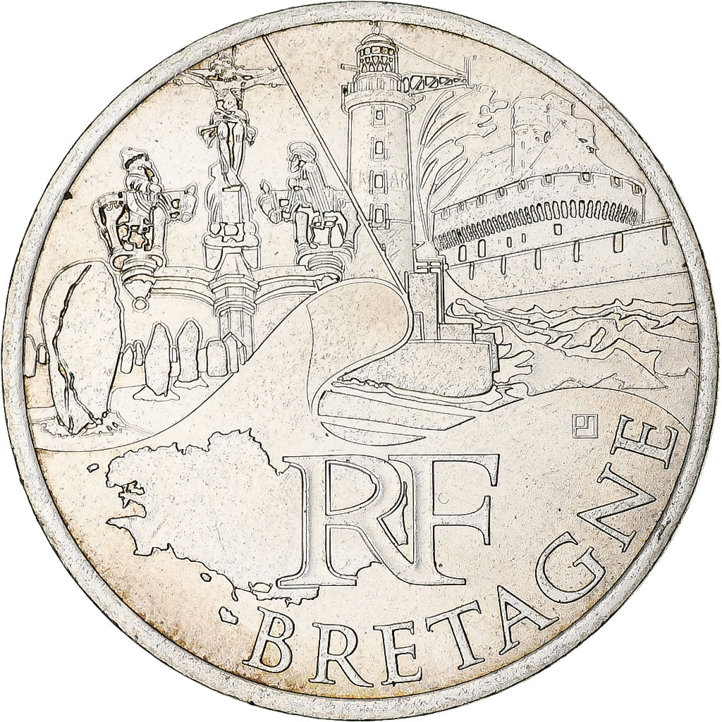 France, 10 Euro, 2011, Paris, Bretagne, MS(60-62), Silver, KM:1730