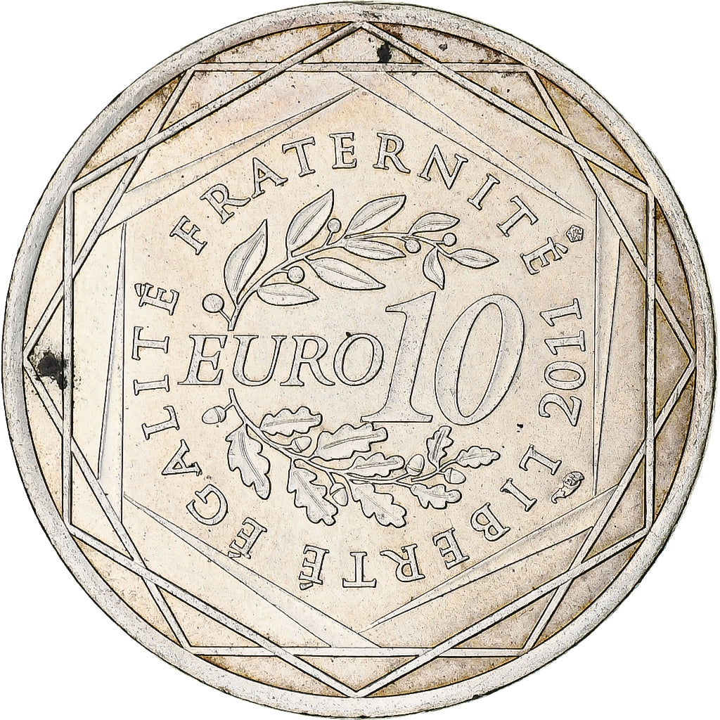 France, 10 Euro, 2011, Paris, Bretagne, MS(60-62), Silver, KM:1730
