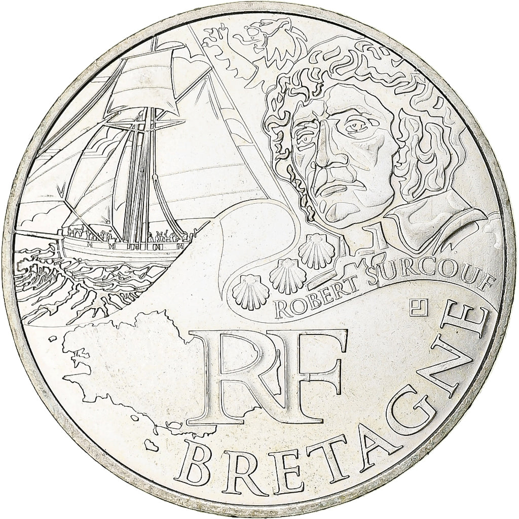 France, 10 Euro, Bretagne, 2012, Paris, MS(63), Silver, KM:1866