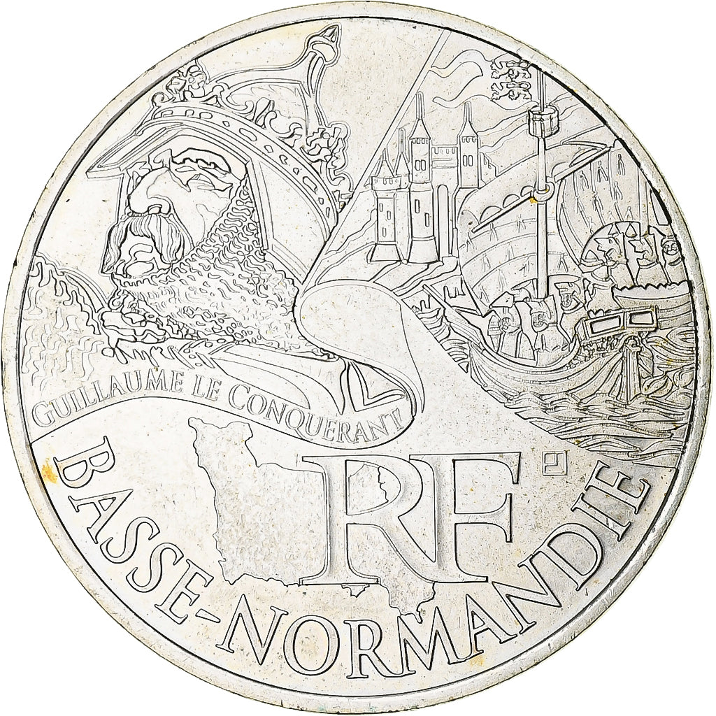 França, 10 Euro, Basse Normandie, 2012, Paris, MS(64), Prata, KM:1865