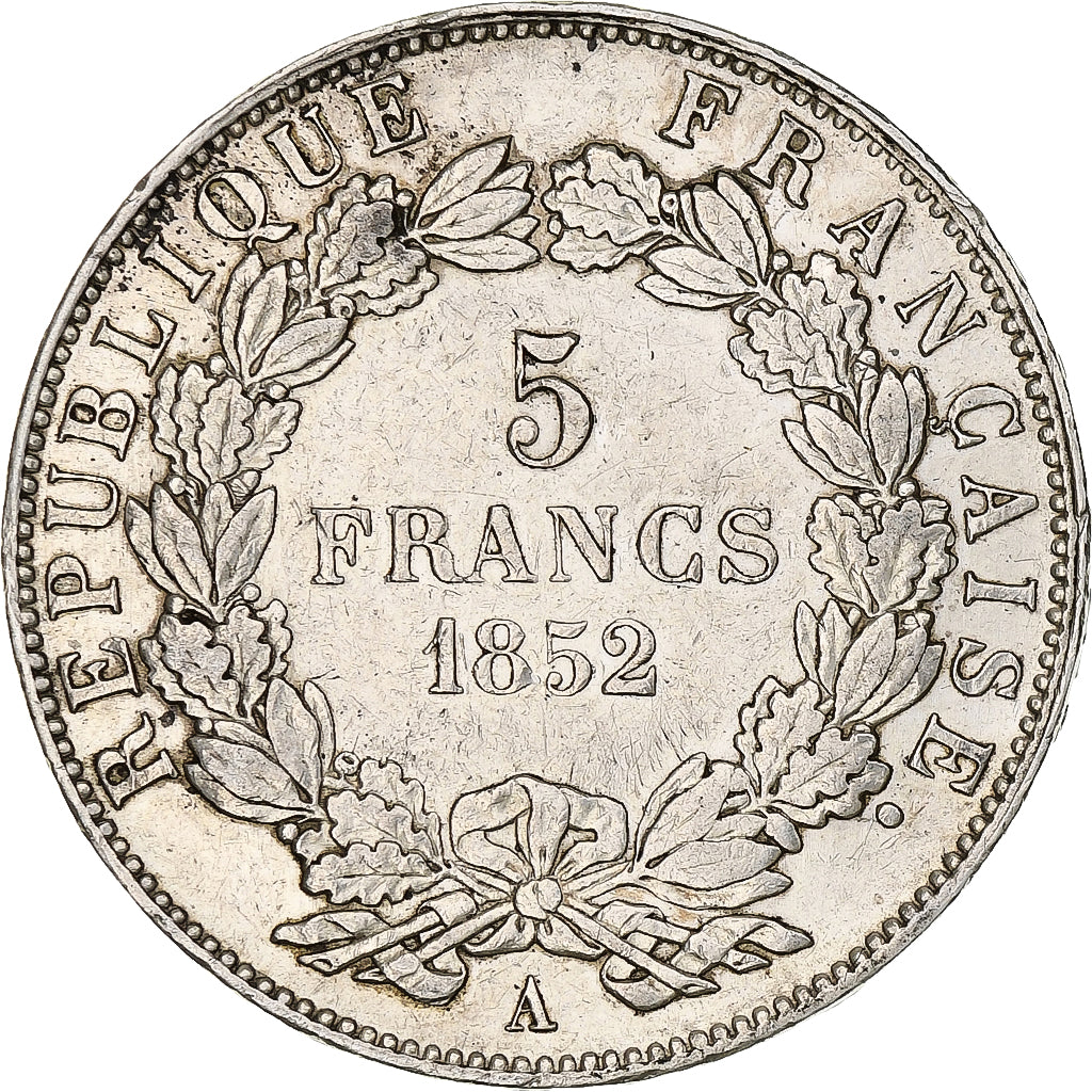Coin, France, Napoléon III, 5 Francs, 1852, Paris, EF(40-45), Silver, KM:773.1