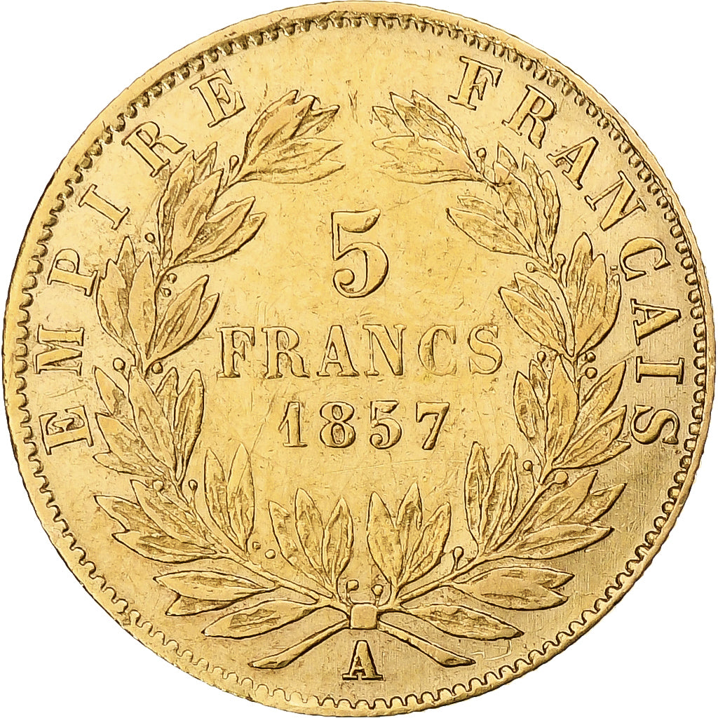 Francia, Napoleon III, 5 Francs, Napoléon III, 1857, Paris, Oro, BB