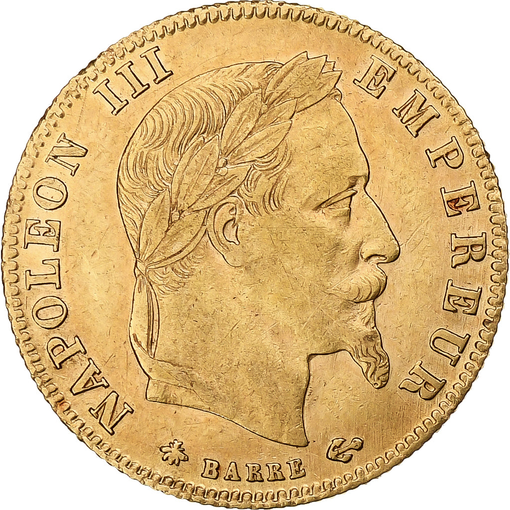 Moneta, Francia, Napoleon III, 5 Francs, 1867, Paris, BB+, Oro, KM:803.1