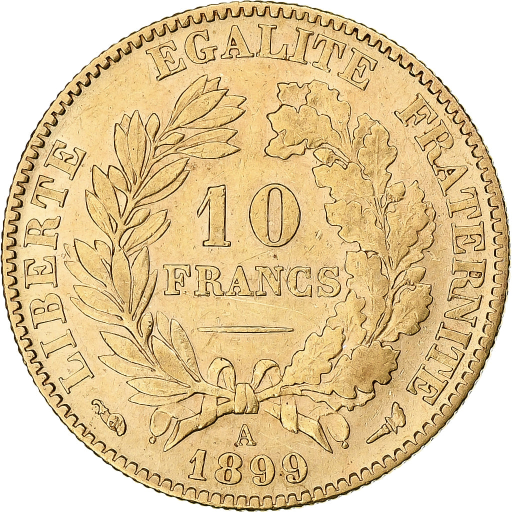 France, 10 Francs, Cérès, 1899, Paris, Gold, EF(40-45), Gadoury:1016, KM:830