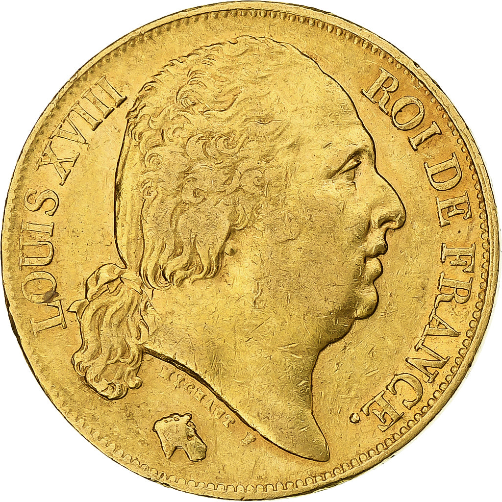 Munten, Frankrijk, Louis XVIII, Louis XVIII, 20 Francs, 1818, Lille, ZF+, Goud