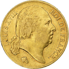 Munten, Frankrijk, Louis XVIII, Louis XVIII, 20 Francs, 1818, Lille, ZF+, Goud